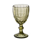 Ixia Set 6 Calice Coppa Verde in Cristallo Decorato H17 Ø9 cm. 300ml