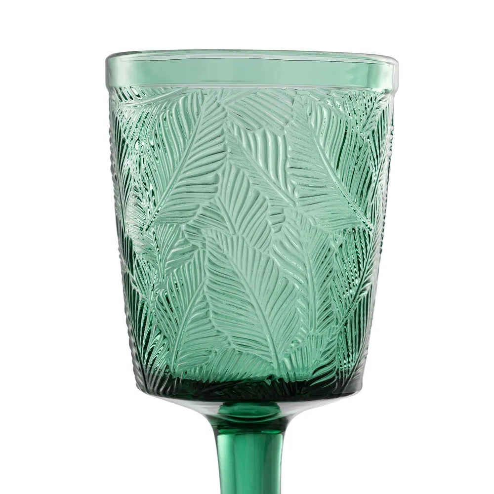 Ixia Set 6 Calice Coppa Verde Smeraldo in Cristallo Foglie Jungle H16,5 Ø8,4 cm. 280ml