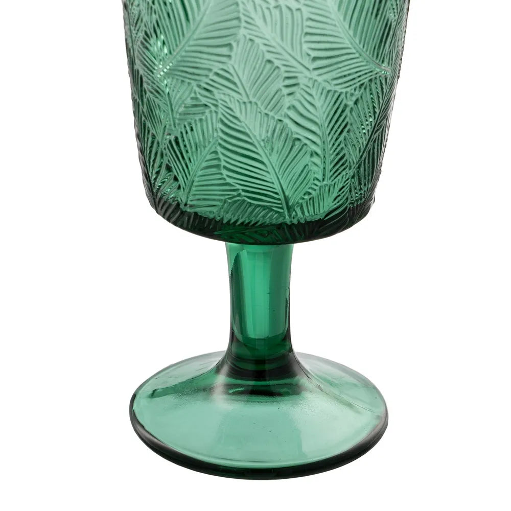 Ixia Set 6 Calice Coppa Verde Smeraldo in Cristallo Foglie Jungle H16,5 Ø8,4 cm. 280ml