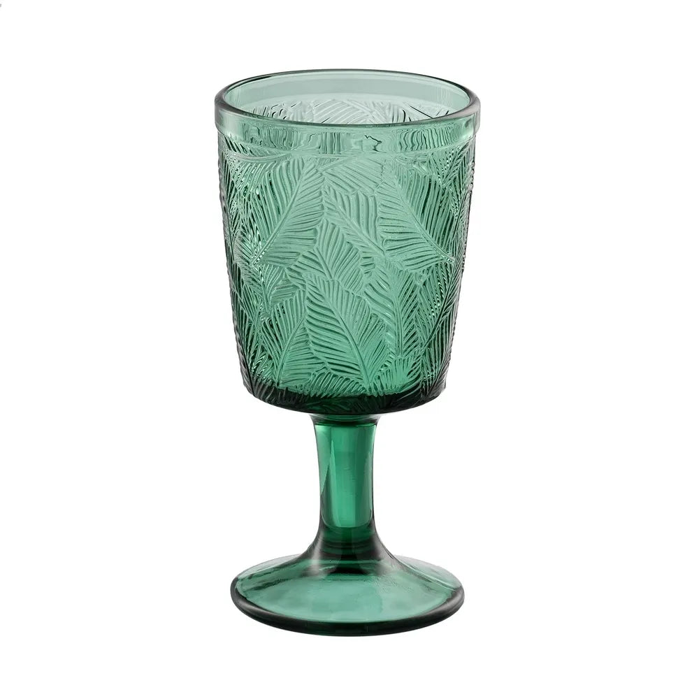 Ixia Set 6 Calice Coppa Verde Smeraldo in Cristallo Foglie Jungle H16,5 Ø8,4 cm. 280ml