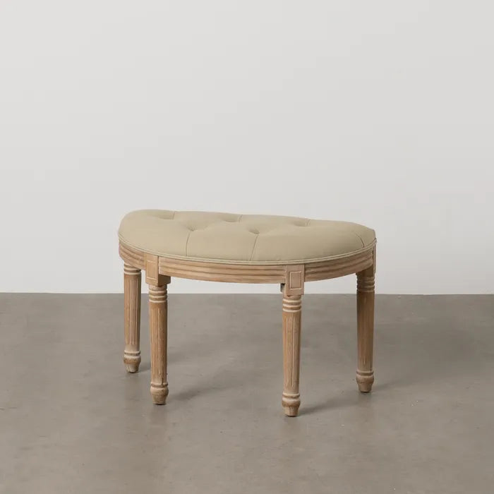 Ixia Panchina in Legno di Caucciù e Tessuto Naturale-Beige 70x36x48 cm.