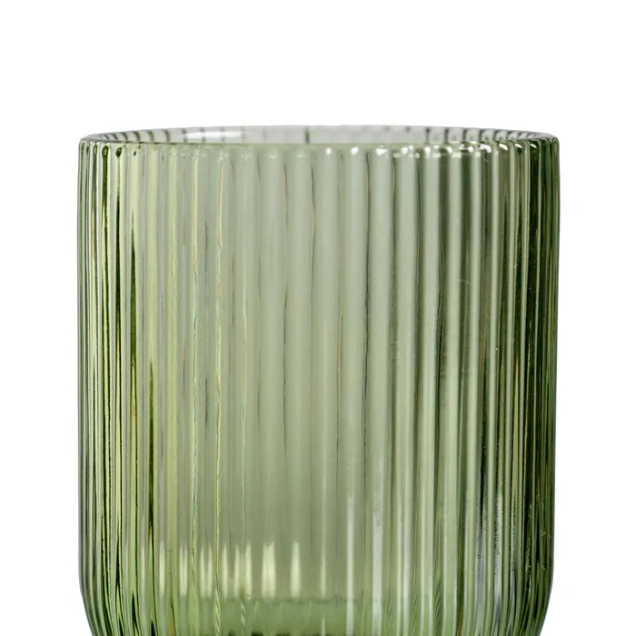 Ixia Set 6 Bicchiere Basso Verde in Cristallo Rigato H9,4 Ø7,6 cm. 270ml
