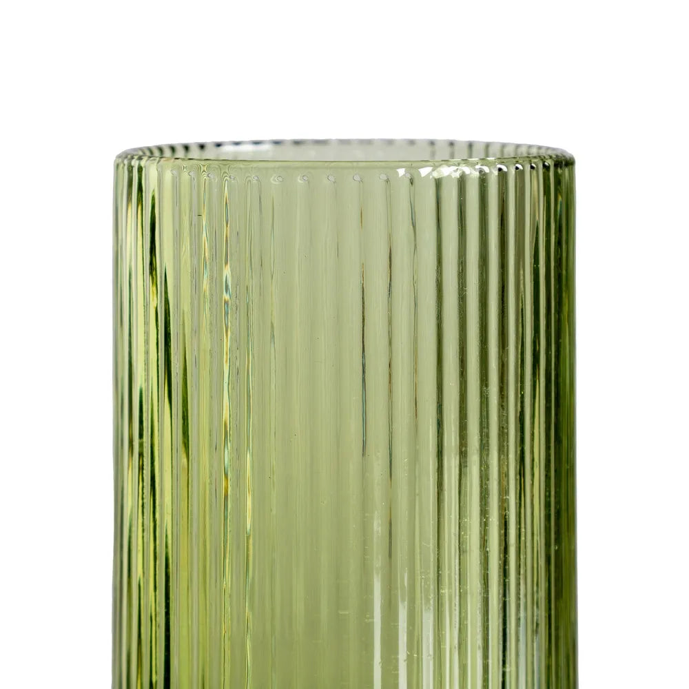 Ixia Set 6 Bicchiere Verde in Cristallo Rigato H12,8 Ø8 cm. 425ml