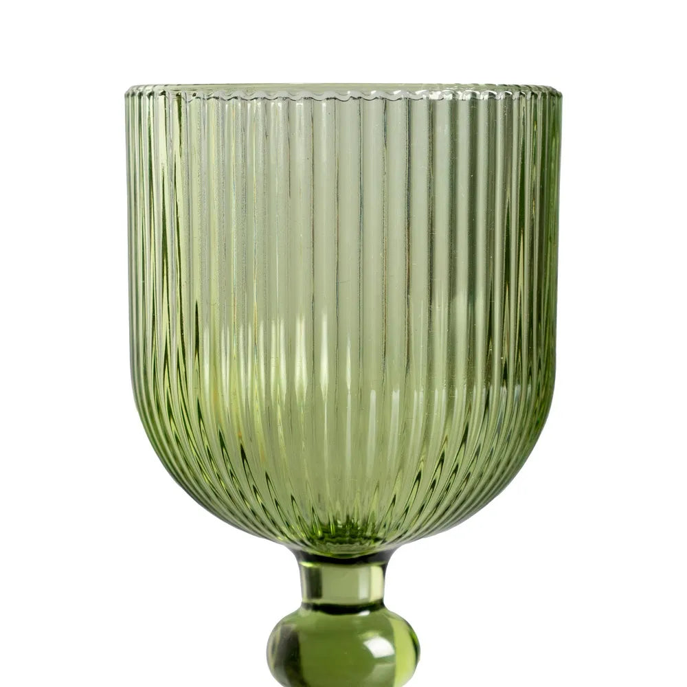 Ixia Set 6 Calice Coppa Verde in Cristallo Rigato H14,3 Ø8 cm. 250ml