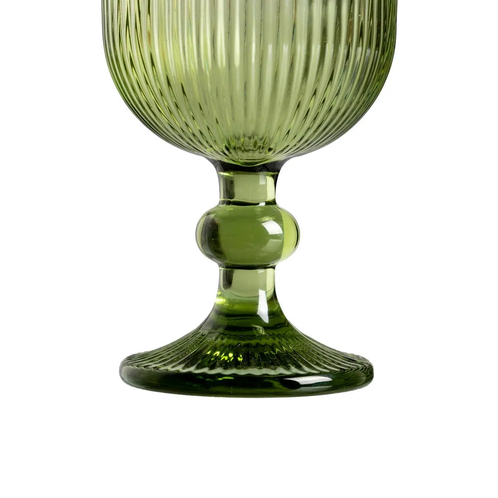 Ixia Set 6 Calice Coppa Verde in Cristallo Rigato H14,3 Ø8 cm. 250ml