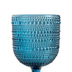 Ixia Set 6 Calice Coppa Azul in Cristallo Blu Decorato H16,4 Ø8,8 cm. 340ml