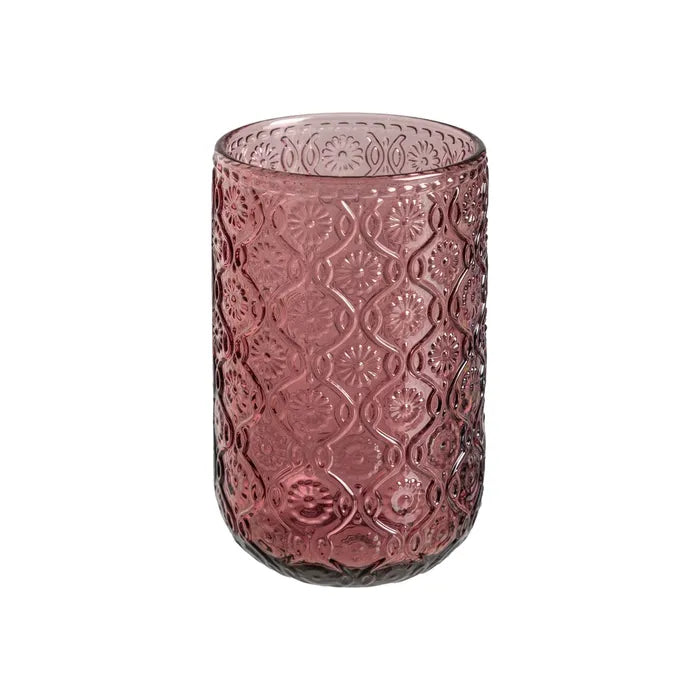 Ixia Set 6 Bicchiere Alto Rosa Mauve in Cristallo Decorato H12,7 Ø8 cm. 400ml