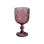 Ixia Set 6 Calice Coppa Rosa Mauve in Cristallo Decorato H16,4 Ø8,8 cm. 340ml
