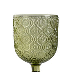 Ixia Set 6 Calice Coppa Verde in Cristallo Decorato H16,4 Ø8,8 cm. 340ml