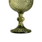 Ixia Set 6 Calice Coppa Verde in Cristallo Decorato H16,4 Ø8,8 cm. 340ml