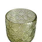 Ixia Set 6 Calice Coppa Verde in Cristallo Decorato H16,4 Ø8,8 cm. 340ml