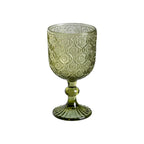 Ixia Set 6 Calice Coppa Verde in Cristallo Decorato H16,4 Ø8,8 cm. 340ml