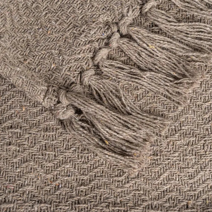 Ixia Copritutto Intrecciato con Frange in Cotone e Poliestere Marrone 260x280 cm.