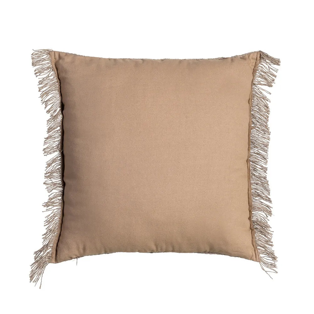 Ixia Cuscino Intrecciato con Frange in Cotone e Poliestere Marrone 45x45 cm.