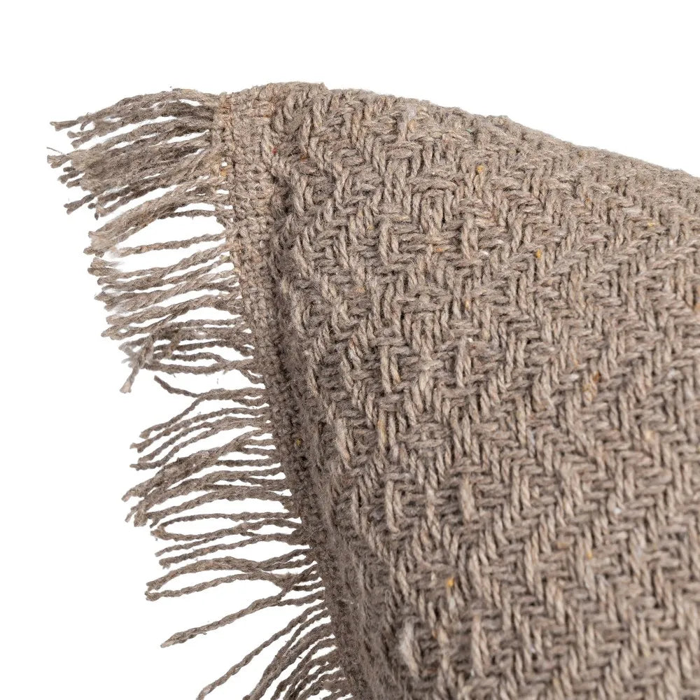 Ixia Cuscino Intrecciato con Frange in Cotone e Poliestere Marrone 45x45 cm.