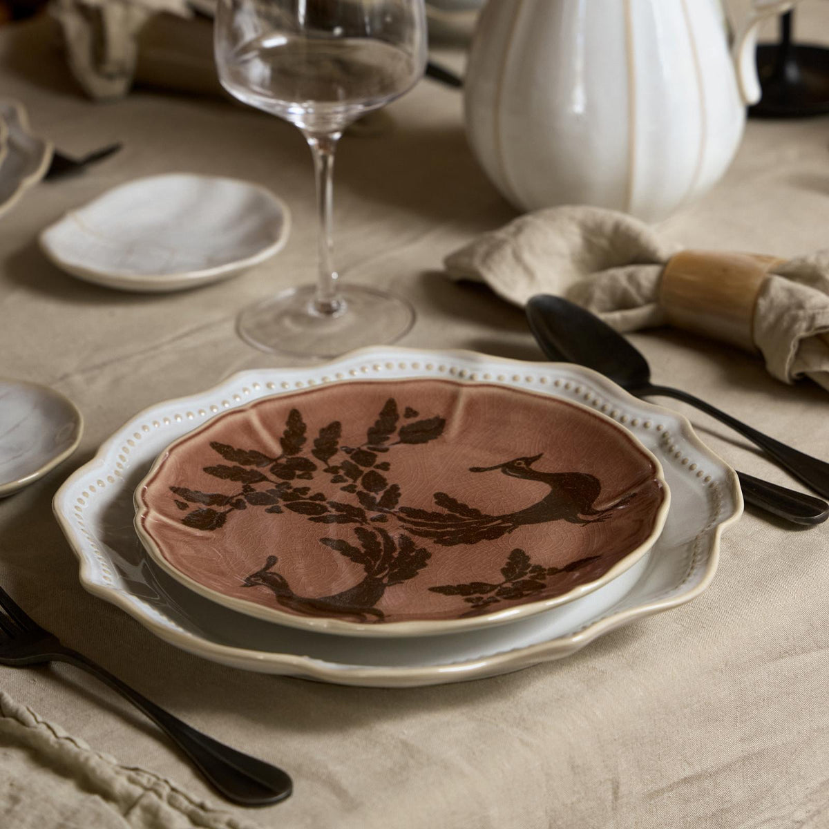 Set 4 Piatti Dessert / Frutta Forest Collection Costa Nova Forest Mauve D. 21 cm.