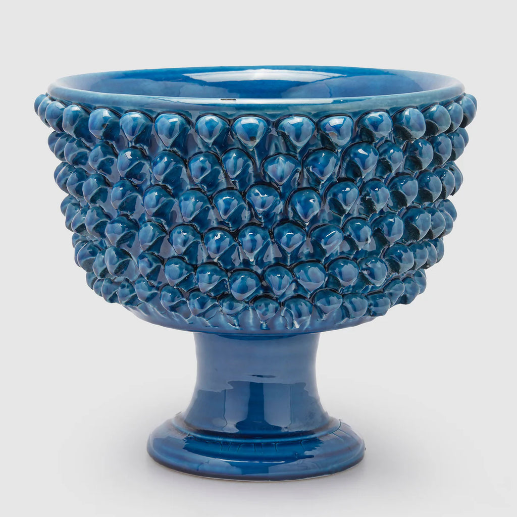 EDG Enzo De Gasperi Vaso Fenice Pigna con Piede Colore Blu H 31 D 33 cm.