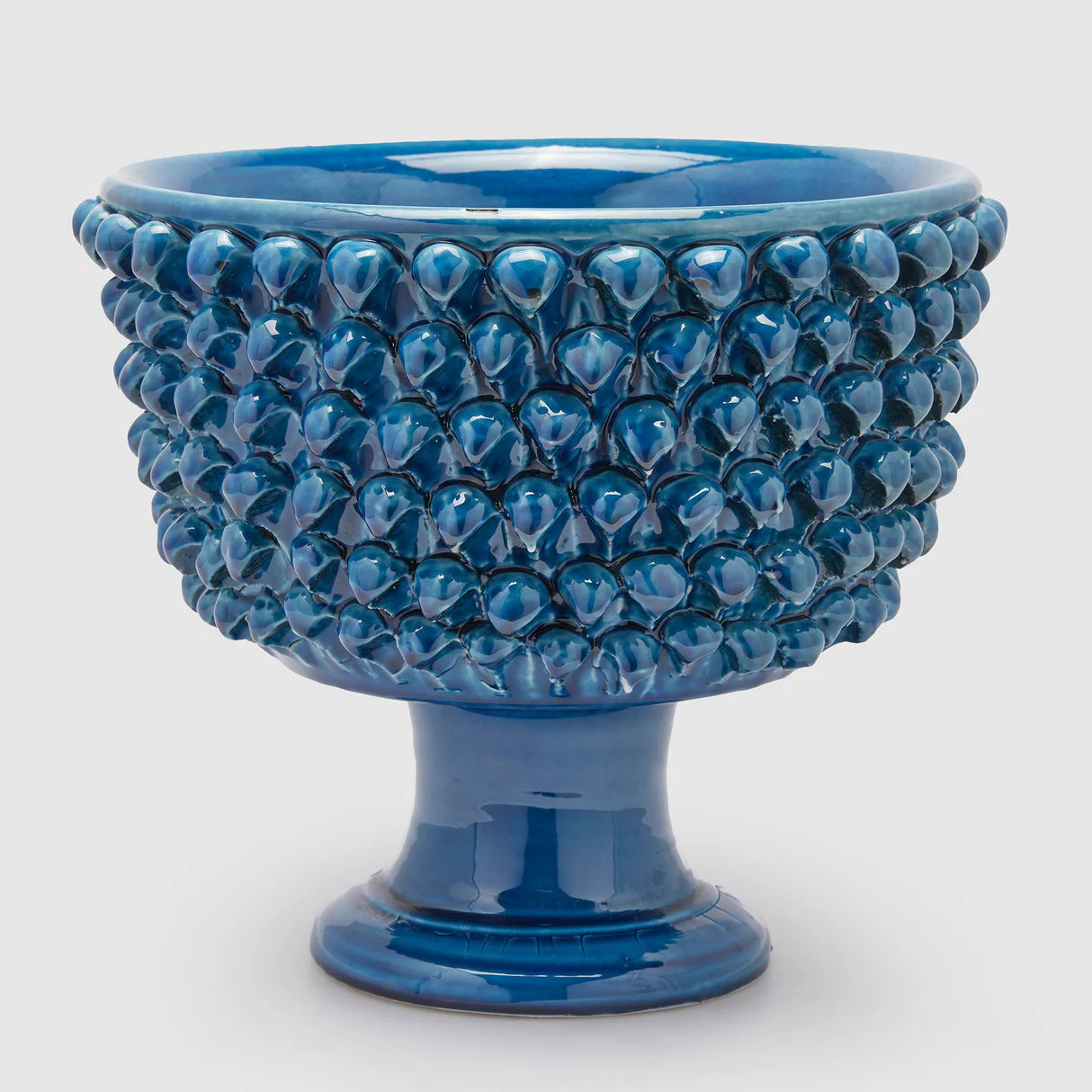 EDG Enzo De Gasperi Vaso Fenice Pigna con Piede Colore Blu H 31 D 33 cm.