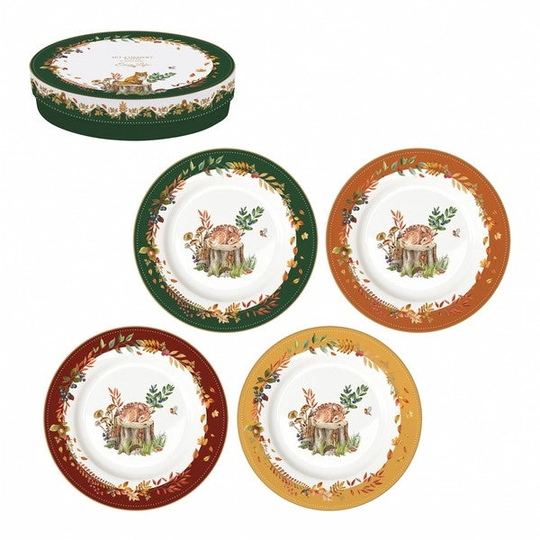 Easy Life Set 4 Piatti Dessert Forest Dream in Porcellana 19 cm.