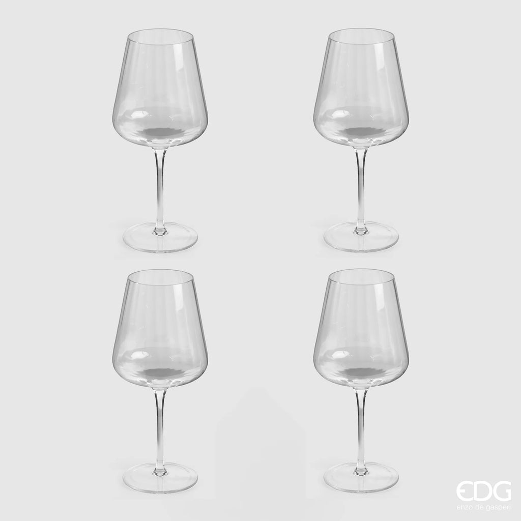 EDG Enzo De Gasperi Set 4 Calici Optic in Vetro H22,5 Ø10 cm.