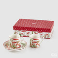 EDG Set 2 Tazzine da Caffè con Piattino Funghetto & Folletti in Porcellana con Scatola Regalo H. 6 cm.