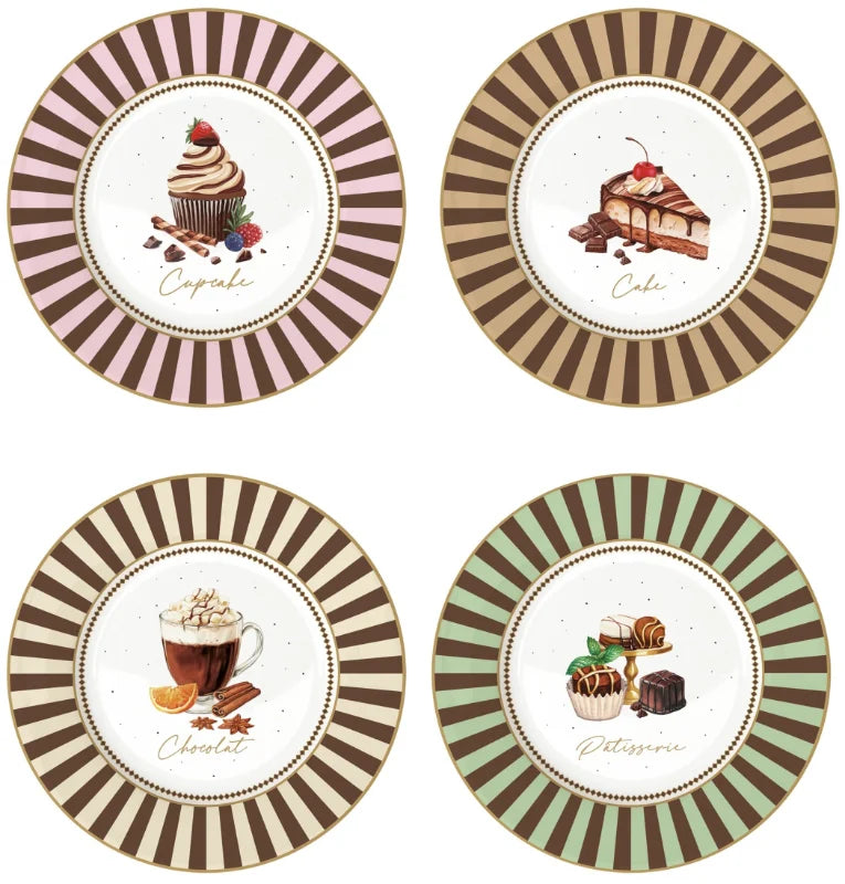 Easy Life Set 4 Piatti Dessert Sweet Moments Porcellana Fine D 19 cm.