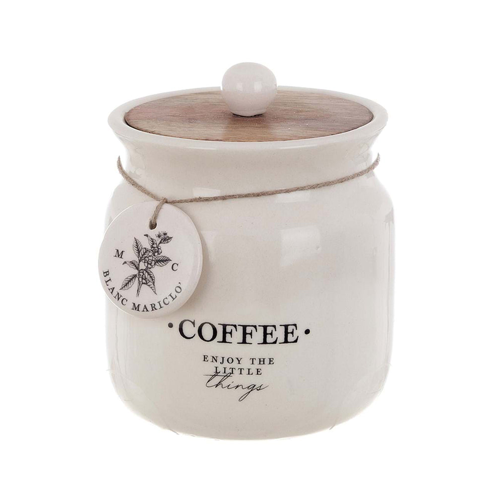 Blanc MariClò Barattolo Coffee La Dispensa Collection in Ceramica con Coperchio in Legno