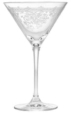 Livellara Milano Set 6 Calice Martini Luigi XV Collection in Vetro Inciso H18 Ø11 cm. 210ml