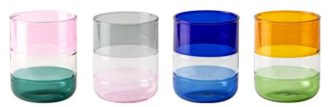 Livellara Milano Set 4 Tumbler Stacks Collection in Vetro Borosilicato H9 Ø7,5 cm. 350 ml.