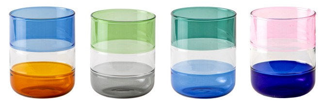 Livellara Milano Set 4 Tumbler Stacks Collection in Vetro Borosilicato H9 Ø7,5 cm. 350 ml.