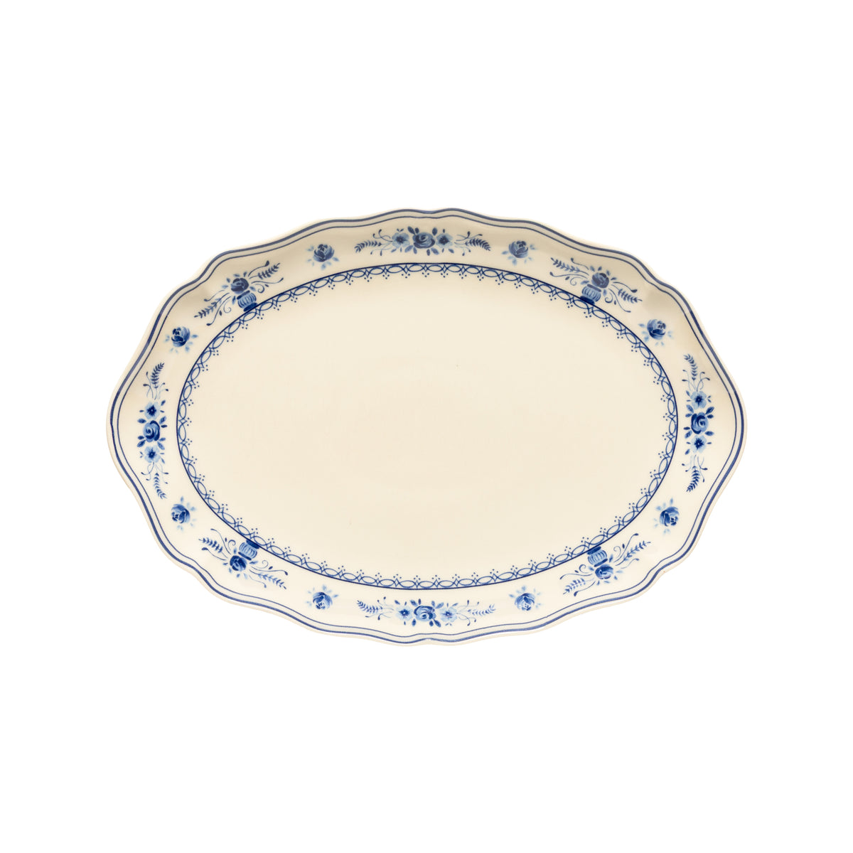 Piatto da Portata Ovale Vila Collection Costa Nova Beige-Blue L. 32 cm.