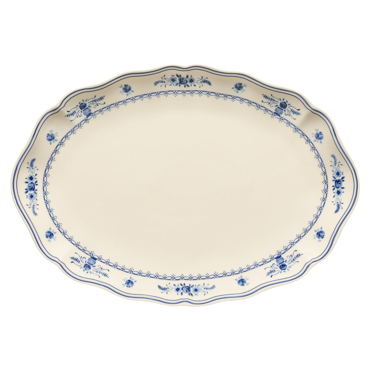 Piatto da Portata Ovale Grande Vila Collection Costa Nova Beige-Blue L. 40 cm.