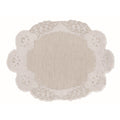 Blanc MariClò Tovaglietta Ovale Ricamata Tiepolo Collection Lino e Cotone Ecru 38x55 cm.
