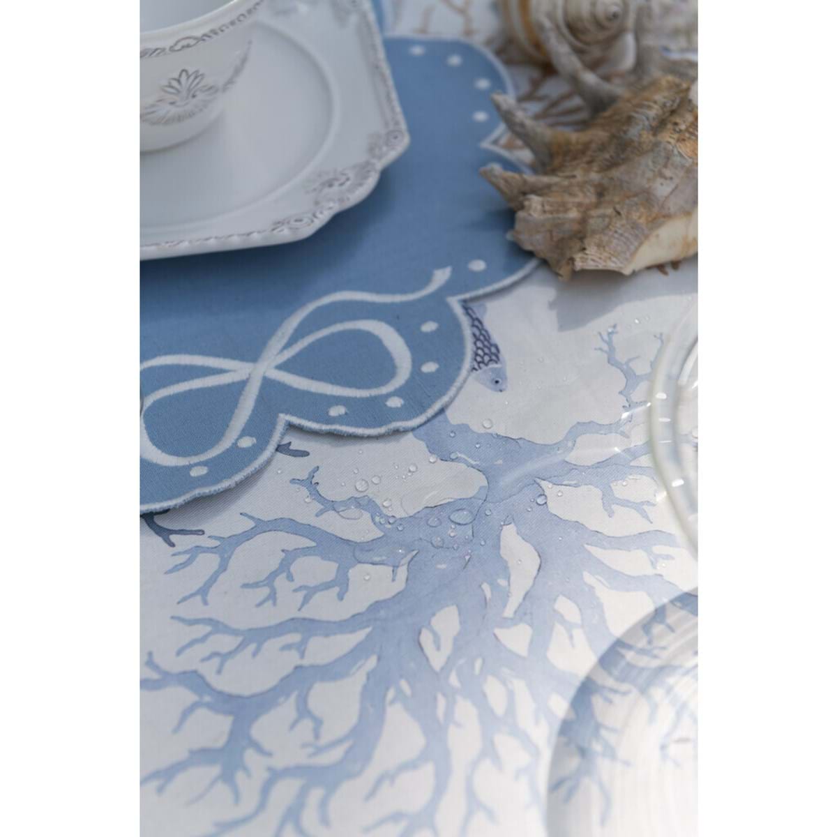 Blanc MariClò Tovaglia Cerata Summer In Love Collection in Cotone Resinato 140x240 cm.