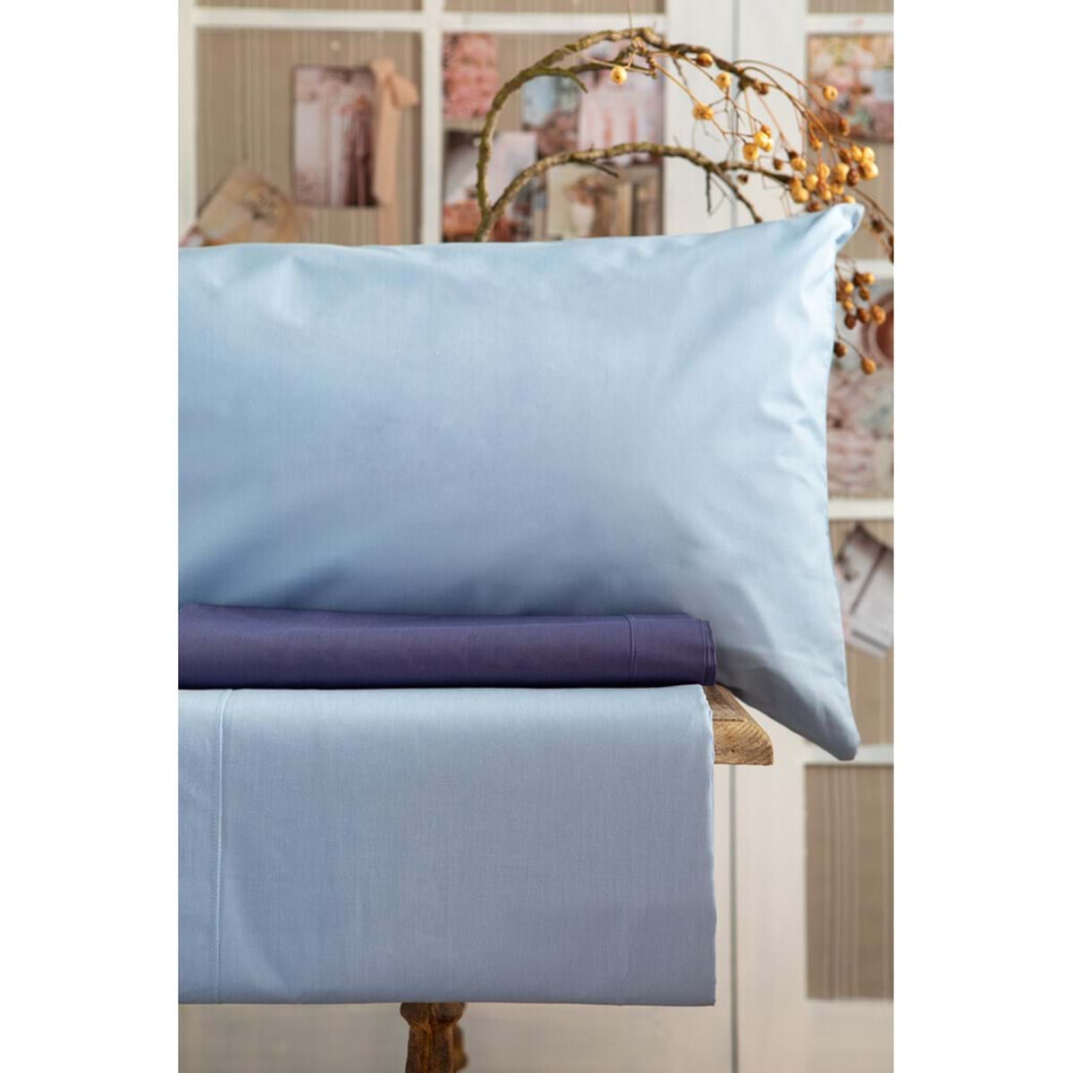 Blanc MariClò Completo Letto 2 Piazze Tuscany Collection in 100% Cotone Azzurro 245x300 cm.