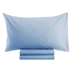Blanc MariClò Completo Lenzuola 1 Piazza e Mezza Tuscany Collection in 100% Cotone Azzurro 185x295 cm.