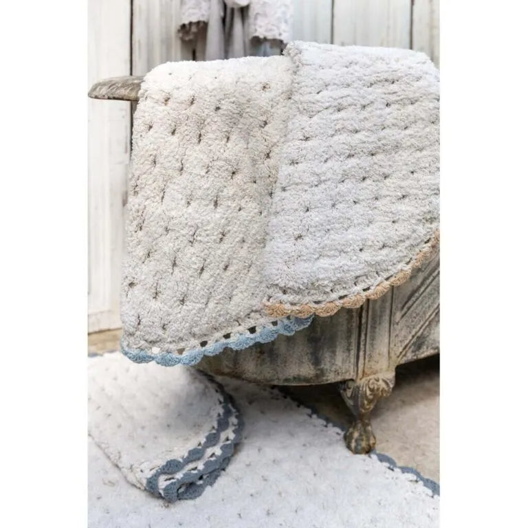 Blanc MariClò Tappeto Ovale My Soft Dream Collection in Cotone con Bordo Crochet Biscotto 55x85 cm.