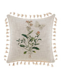 Blanc MariClò Cuscino Le Botanique con Stampa e Nappine in Cotone 45x45 cm.