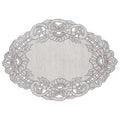 Blanc MariClò Tovaglietta Ovale Ricamata Dentelle Collection Lino e Cotone Grigio 38x50 cm.