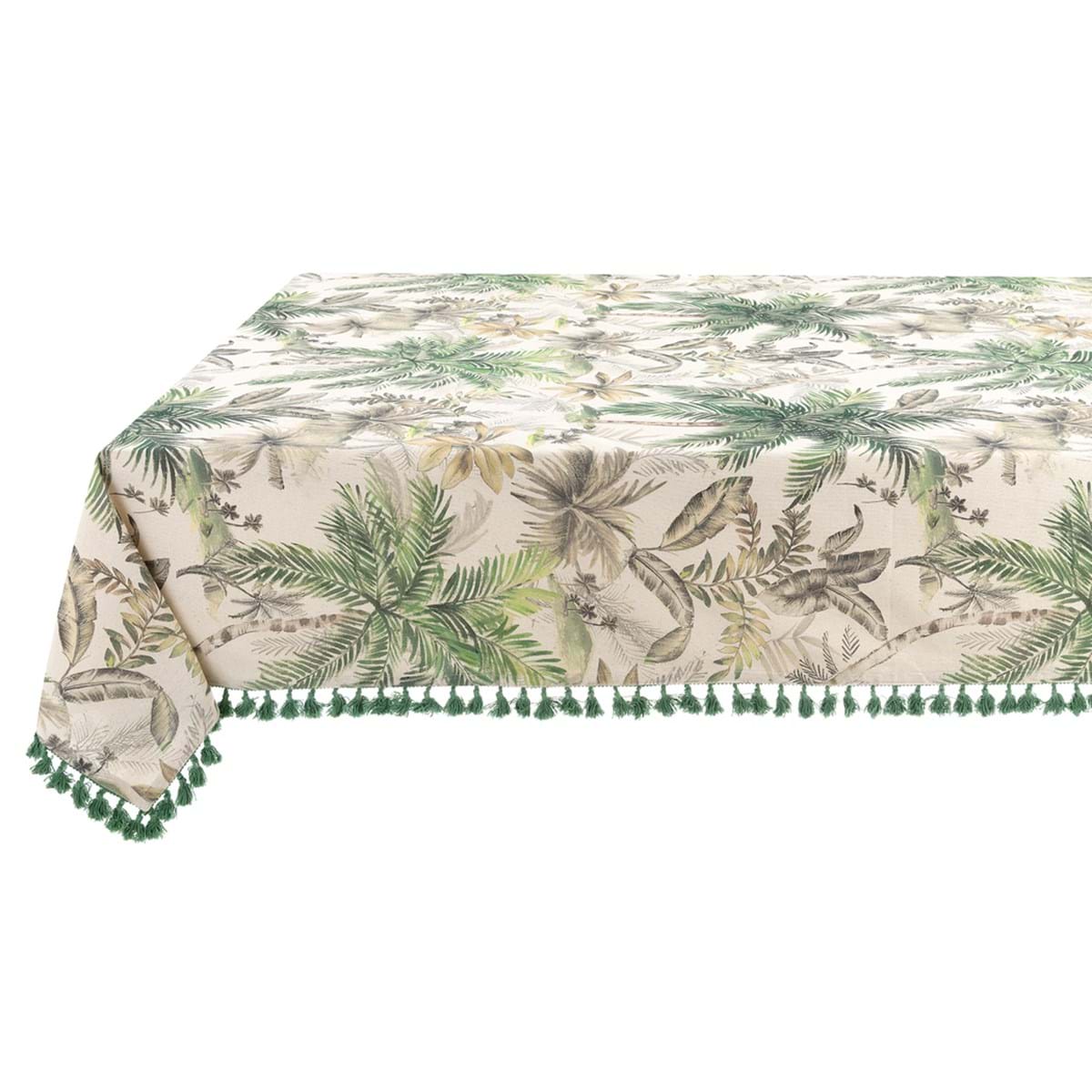 Blanc MariClò Tovaglia Tropicana Collection in Cotone con Fantasia Palme 160x300 cm.