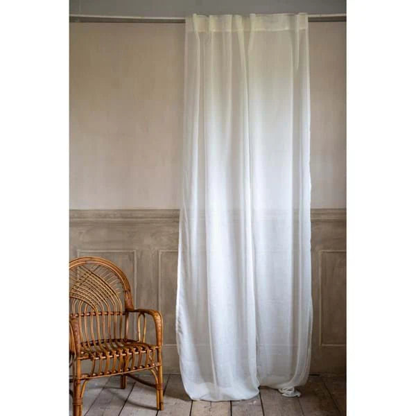 Tenda Misto Lino Tinta Unita Collection con Passanti Nascosti  Blanc Mariclò 140x290 cm.