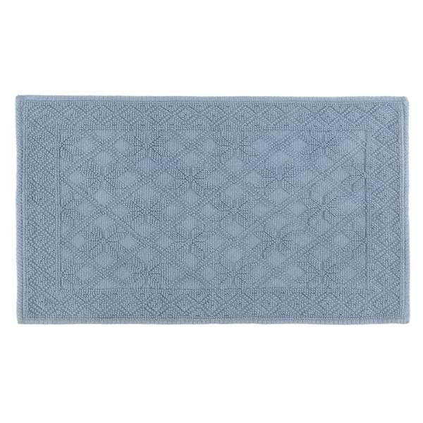 Blanc MariClò Tappeto a Righe Natural Attitude Collection in Cotone Azzurro 45x75 cm.
