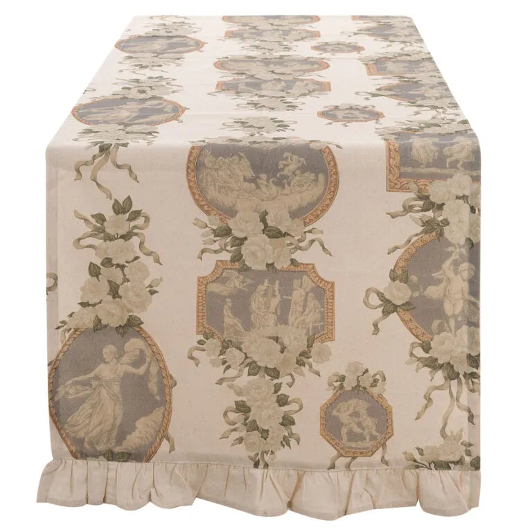 Blanc MariClò Runner con Gala Blooming Poetry Collection in Cotone 50x160 cm.