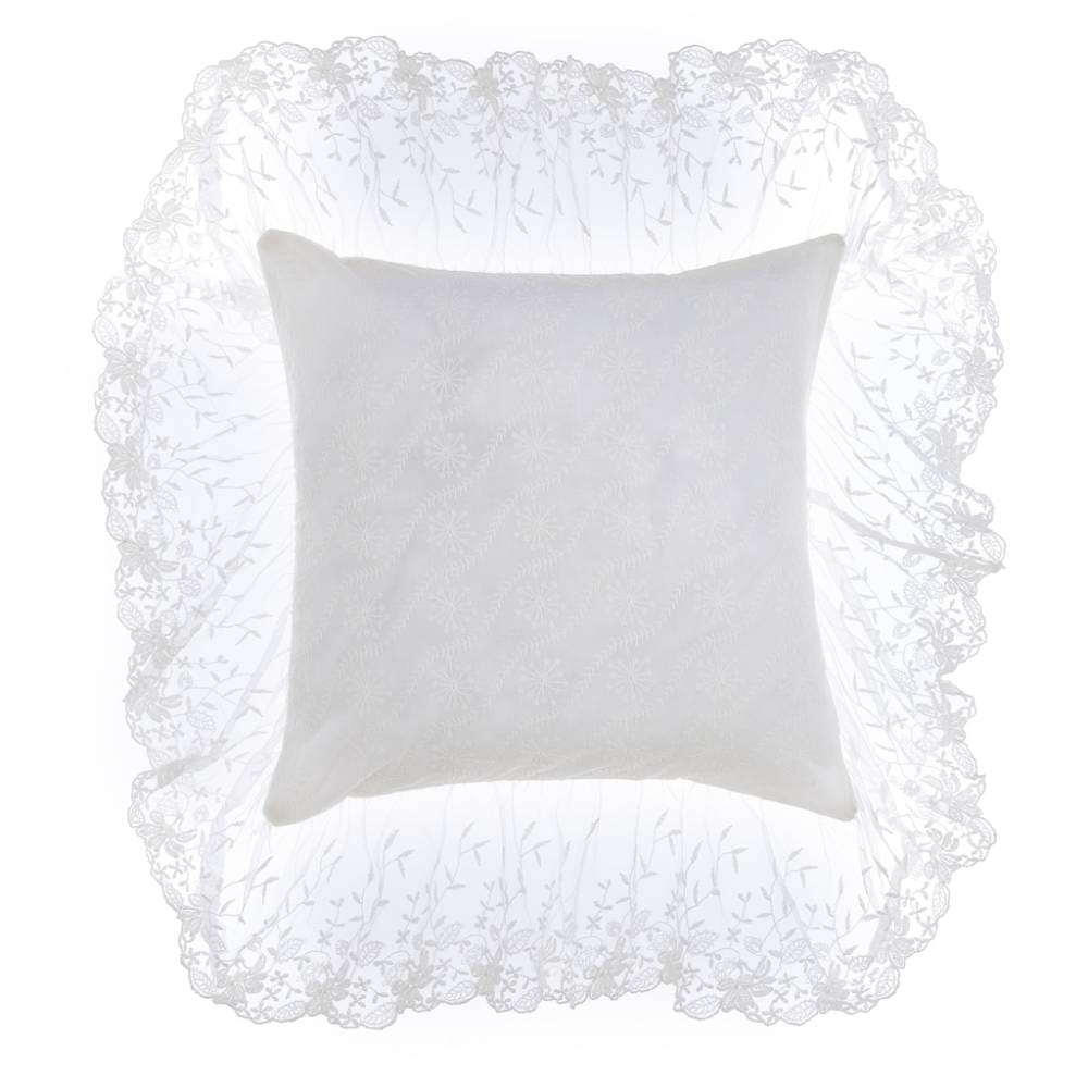 Blanc MariClò Cuscino con Balza in Tulle Dentelle Bijou Collection in Cotone Bianco 40x40 cm.