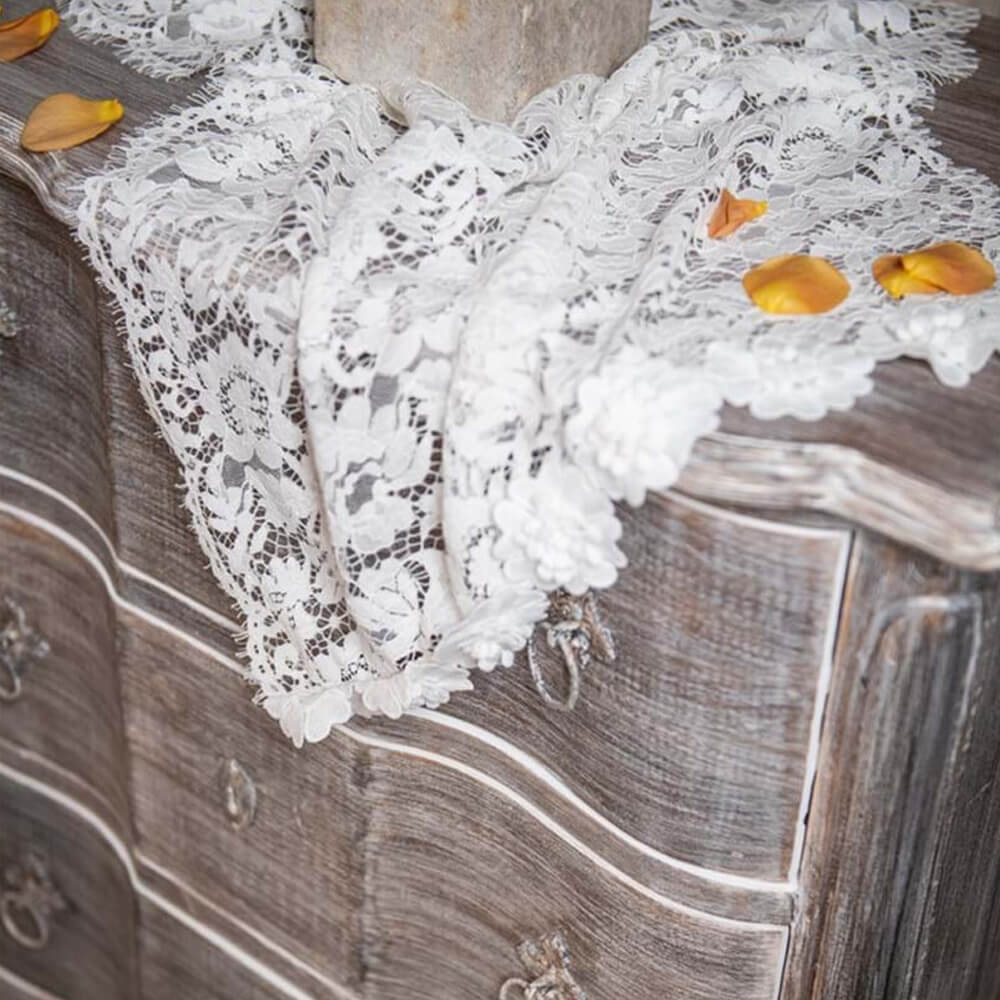 Blanc MariClò Runner Dentelle Collection Ricamato in Cotone Bianco 45x140 cm.