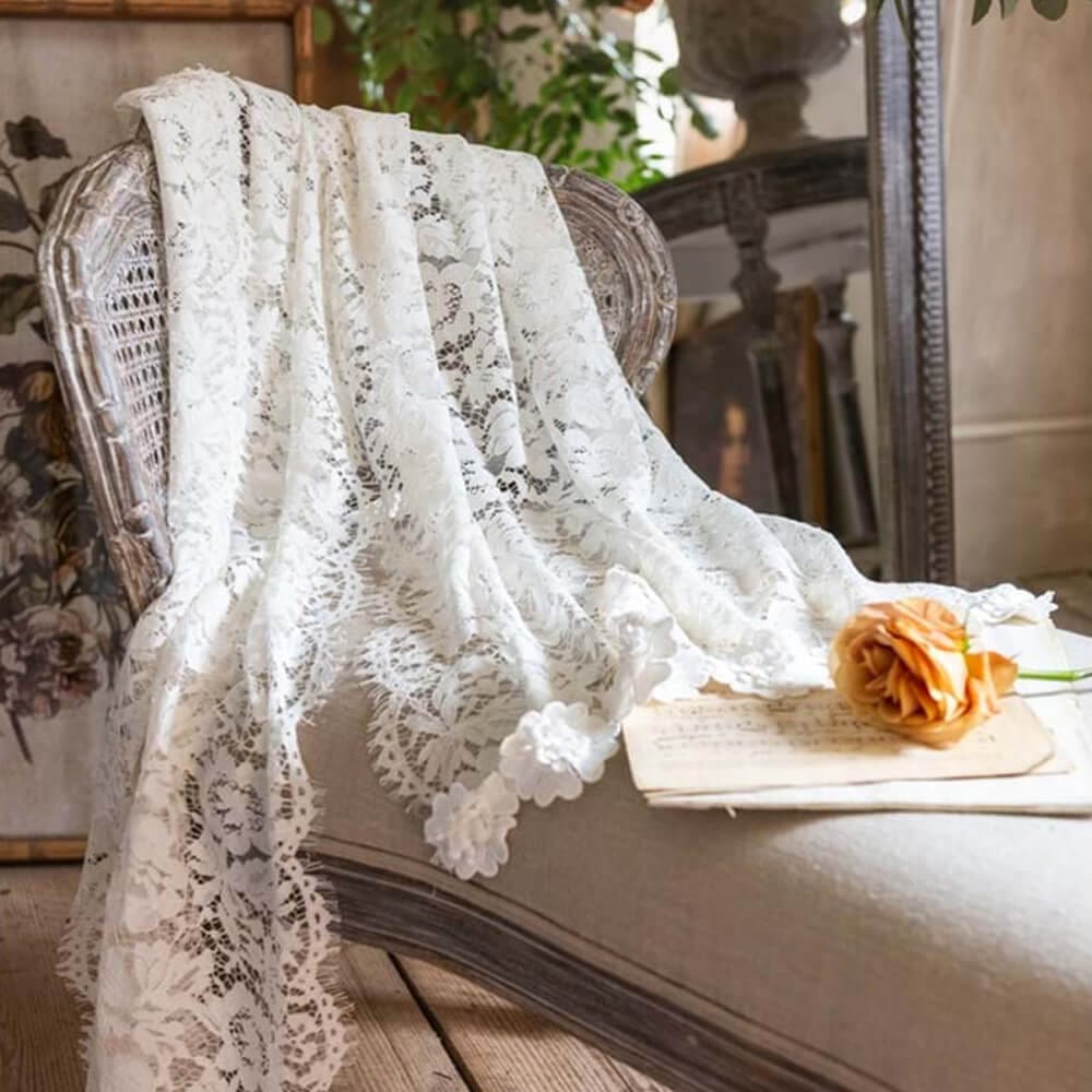 Blanc MariClò Runner Dentelle Collection Ricamato in Cotone Bianco 45x140 cm.