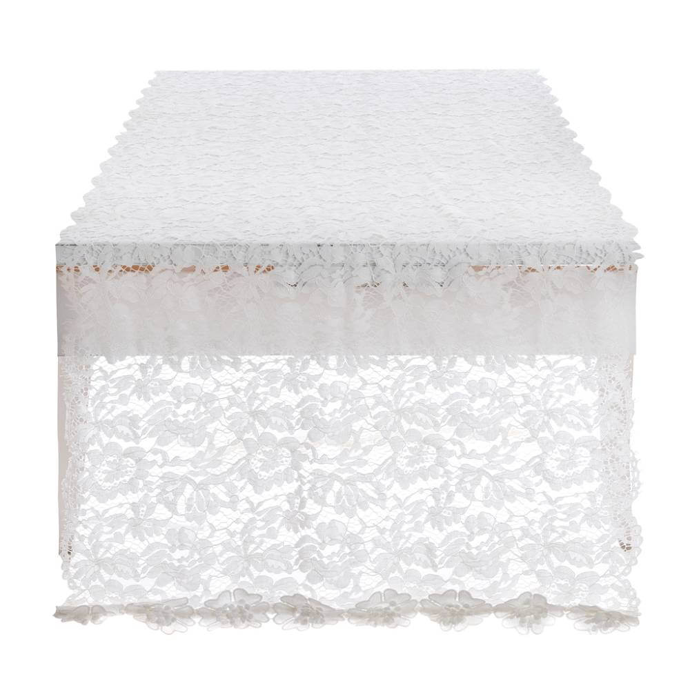 Blanc MariClò Runner Dentelle Collection Ricamato in Cotone Bianco 45x140 cm.