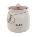 Blanc MariClò Barattolo Salt La Dispensa Collection in Ceramica con Coperchio in Legno 11,5x15 cm.