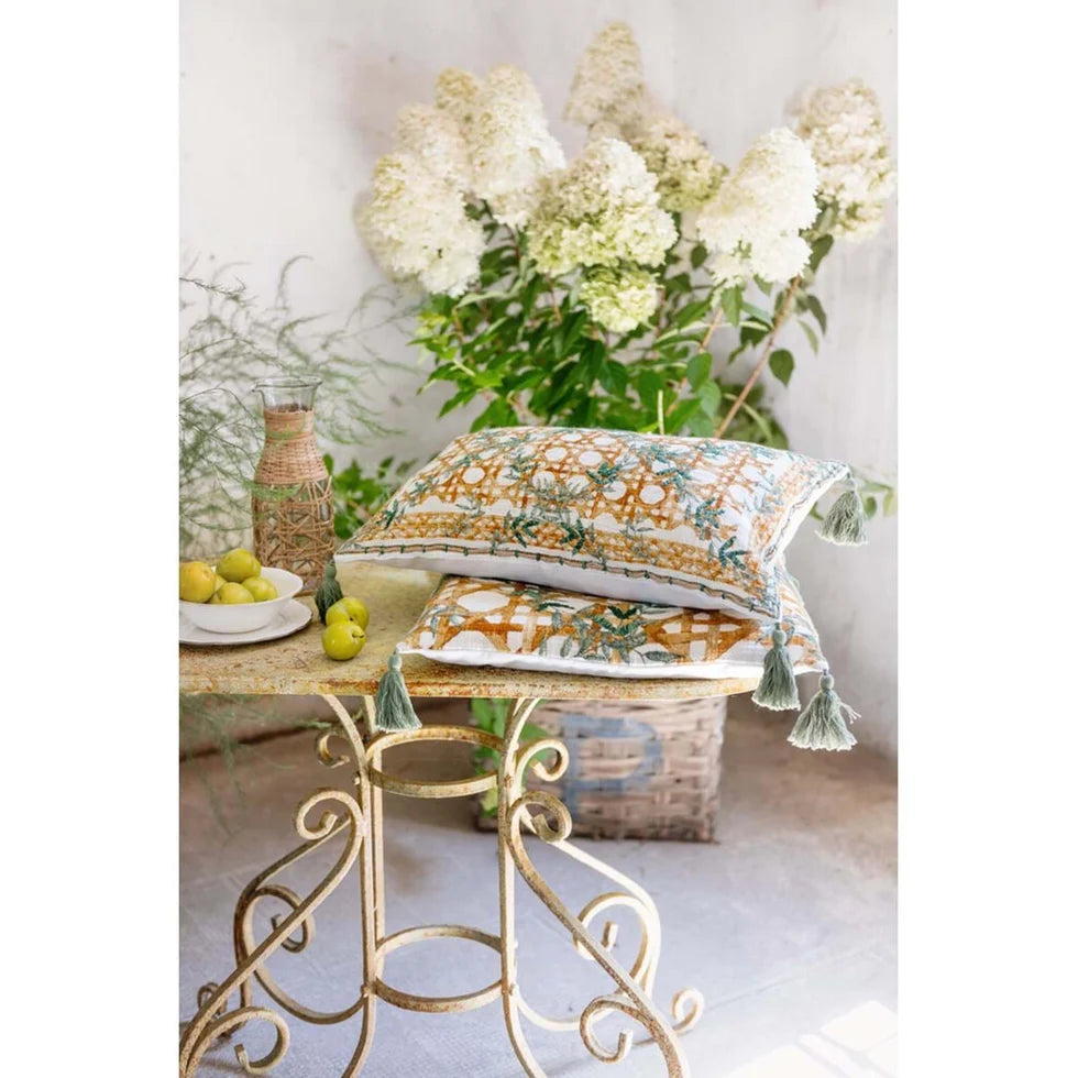 Blanc MariClò Cuscino Palmeraie Collection in Cotone con Nappine 30x50 cm.