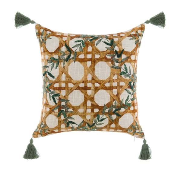 Blanc MariClò Cuscino Palmeraie Collection in Cotone con Nappine 45x45 cm.